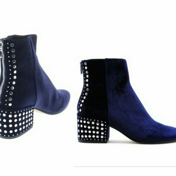 Dolce Vita Mazey Navy Velvet Studded Ankle Boot 8.5 - Picture 1 of 13